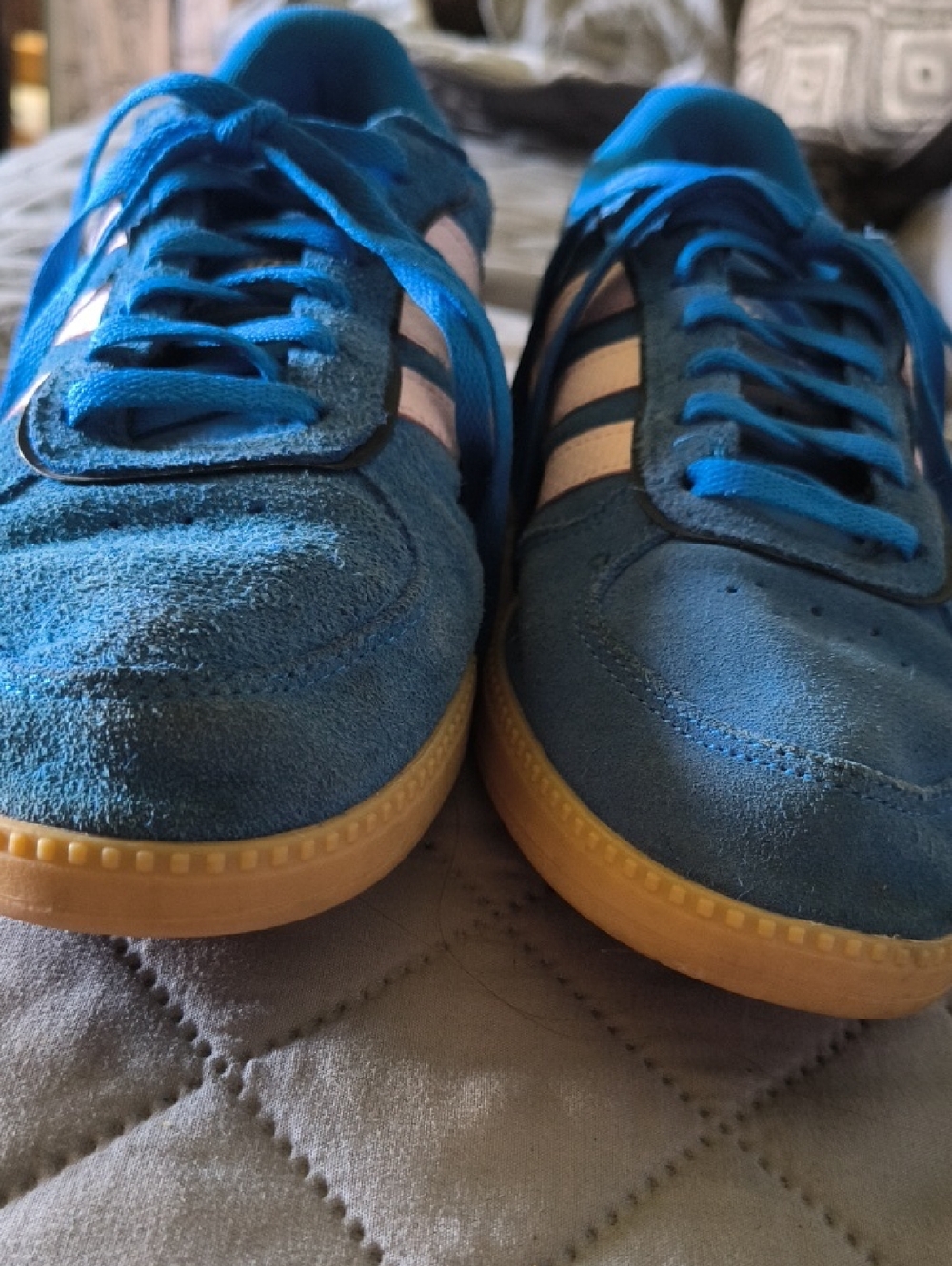 adidas Blue Suede Sneakers with Light Pink Stripes - Picture 4 of 4